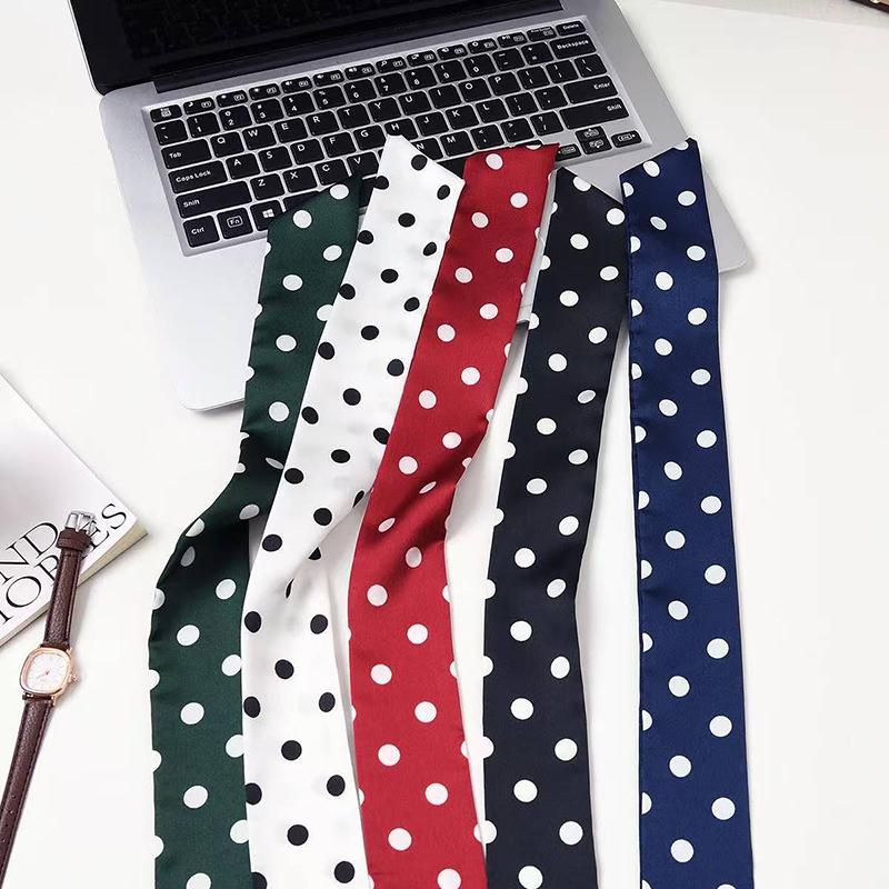 2025 Brand Design Dot Pattern Women Scarf Luxury Silk Scarf Fashion Hair Headband Foulard Skinny Bag Scarves Neckerchief