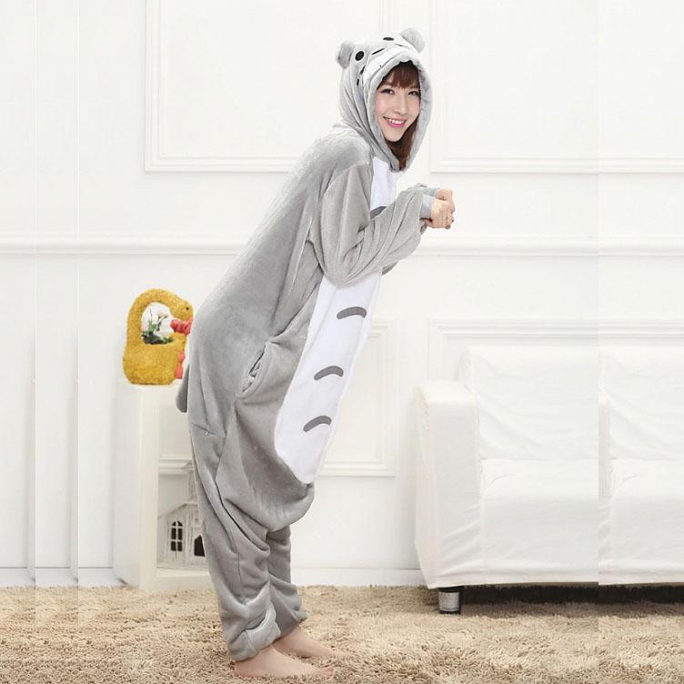 Totoro Kigurumi Onesie Women Anime Cosplay Costume Cute Cat Winter Flannel Warm Adult Animal Festival Carnival Fancy