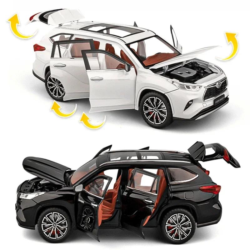 RE021:24 Toyota Highlander SUV Alloy Car Model Diecast & Toy Metal Off-road Vehicles Car Model High Simulation Collection Kids Gifts