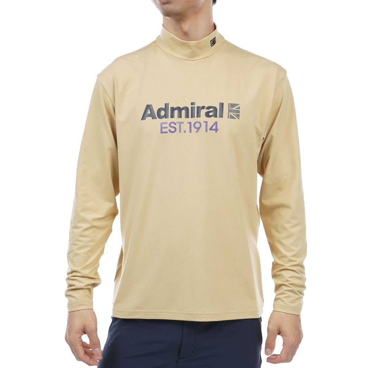 

Admiral Golf ADMA370 Men s Classic Half Union Jack Long Sleeve Mock Neck Shirt, Beige
