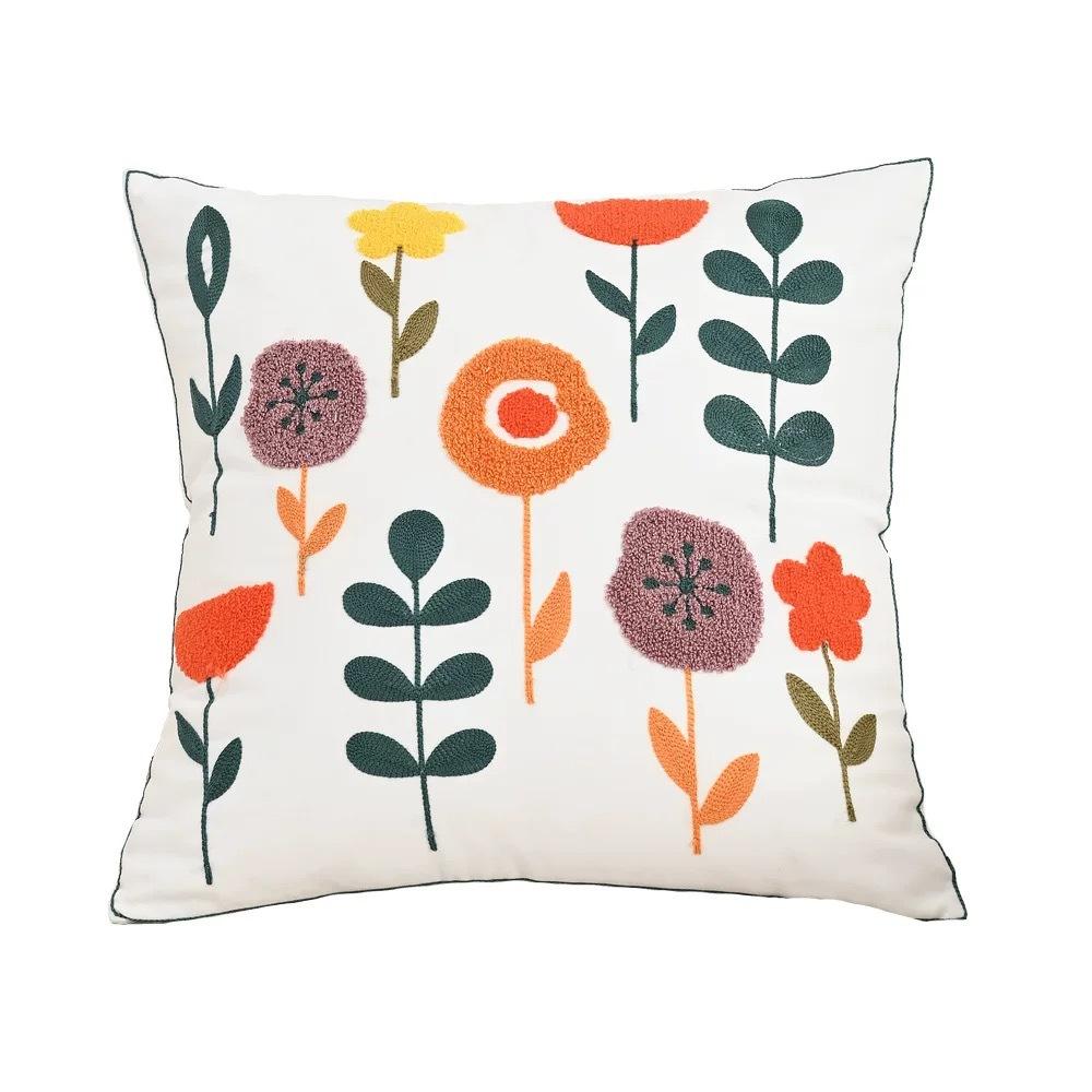 New Canvas Towel Embroidered Pillowcase Ins Pastoral Home Style Living Room Sofa Decoration Cushion Waist Pillow