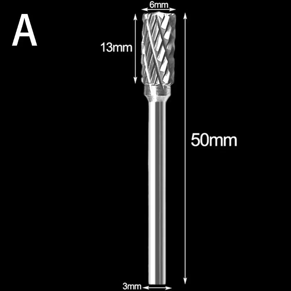 3x6mm Hartmetall-Fräser Rotationsfeile Bohrer Die-Grinder Schnitzwerkzeug Doppelschnitt Solide Elektrowerkzeuge Metall Holz Fräser