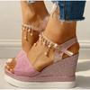 luxury 2024 Women Wedge Sandals Summer Platform Sandal Peep Toe Thick Bottom High-heeled Shoes Ladies Espadrilles Sandalias