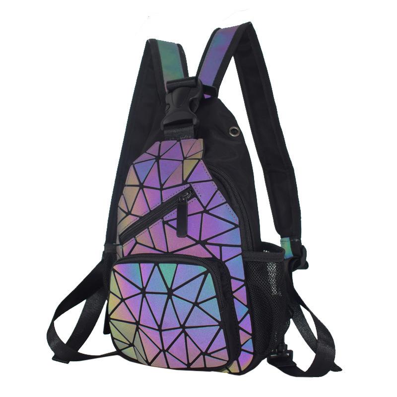 New Geometric Rhombus Backpack Variety Backpack Men's and Women's Symphony Luminous Shoulder Bag Women's Breast Bag