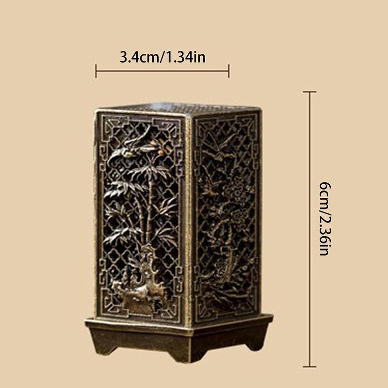 Square Vertical Incense Burner Small Xiangyun Alloy Incense Holder Indoor Aromatherapy Home Ornament Chinese Plum Inense Burners