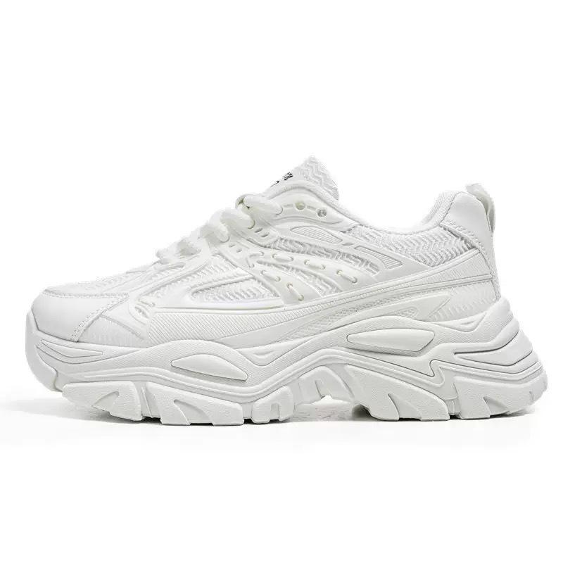 Men's Trendy Korean-Style White Summer Sneakers: Versatile, Thick-Soled Casual Sports Shoes for Teens and Dads