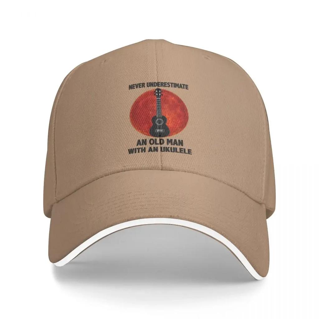 Never Underestimate An Old Man With A Ukulele Essential T-Shirt Baseball Cap Black Sunhat Party Hat For Men Women's