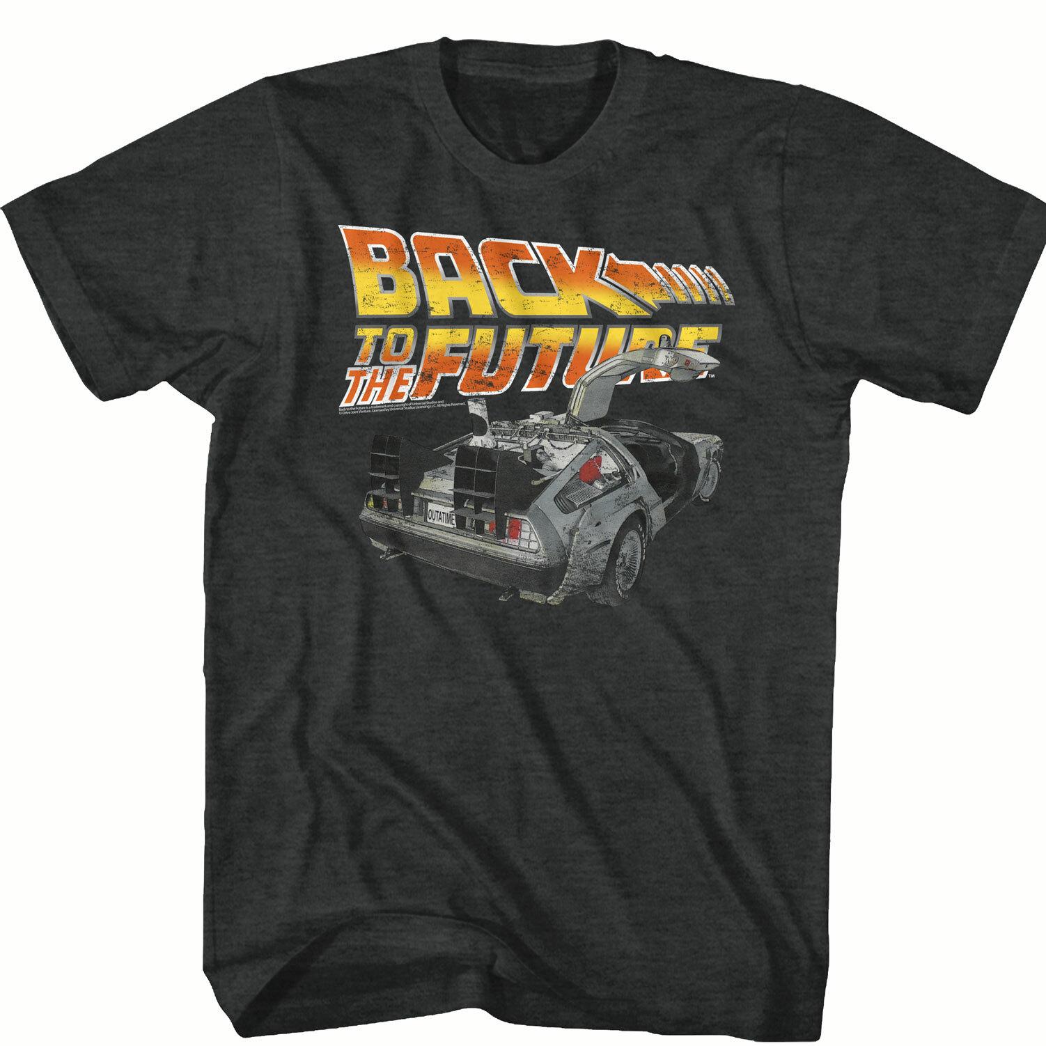 Back To The Future Movie Orange & Red Logo With DeLorean Men s T Shirt XXXXL