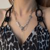 "European & American Double-Layer Love Necklace: Hip-Hop Inspired Long Sweater Chain for Women"