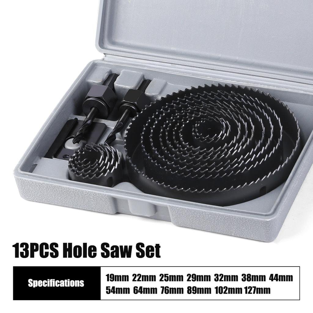For Soft Wood PVC Board Plasterboard 5/8/13pcs Hole Saw Kit Drill Bit 19-127mm Hole Cutter Set