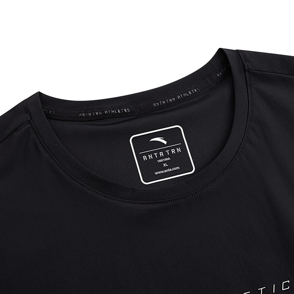 Anta Plain Simple Casual Versatile Short Sleeve Comfortable T-Shirt Men Tops Black 152537107-3