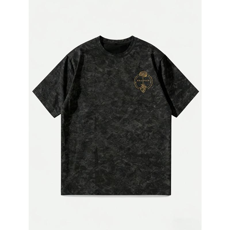 

European sizes Men s T-Shirt - Oversized Loose Fit Distressed Black Retro Round Neck Tee, Suitable for Summer Hip-Hop Streetwear, Casual Daily Wear S чёрный