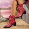 European and American fashion embroidered large size women's boots western cowboy boots small pointed totem decorative women's short boots and ankle 