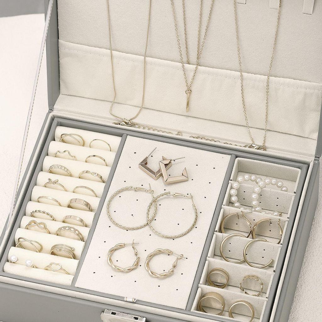 115-Piece Gold Atmospheric Ring Earring Set (European & American Design, No Box)