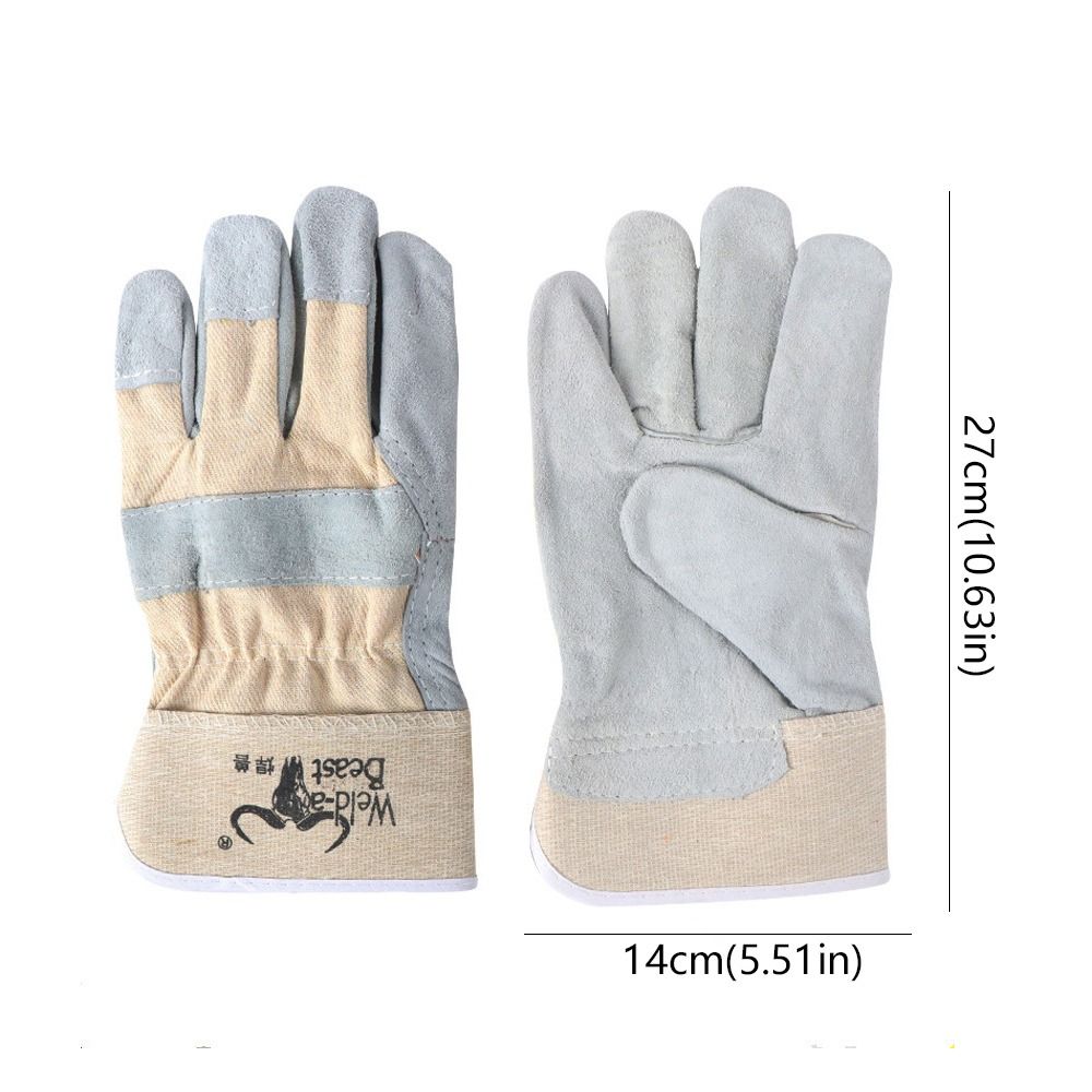 1 Pair Thickened Leather Welding Gloves Abrasion Resistant Labour Gloves  Moving Households