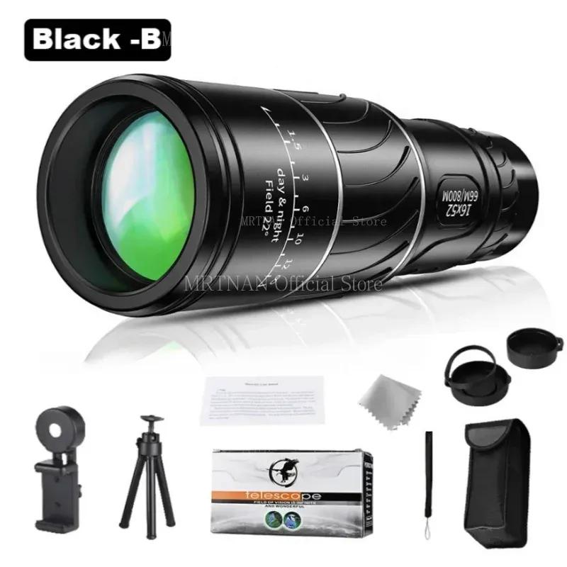 16x52 High Power Hd Monocular Telescope Long Range Zoom Bak4 Prism with Tripod Phone Clip for Outdoor Camping Hunting Scope