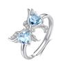 Light Luxury Natural Peridot Butterfly Ring Women's S925 Sterling Silver Niche ins Wind Court Wind Adjustable Living Ring