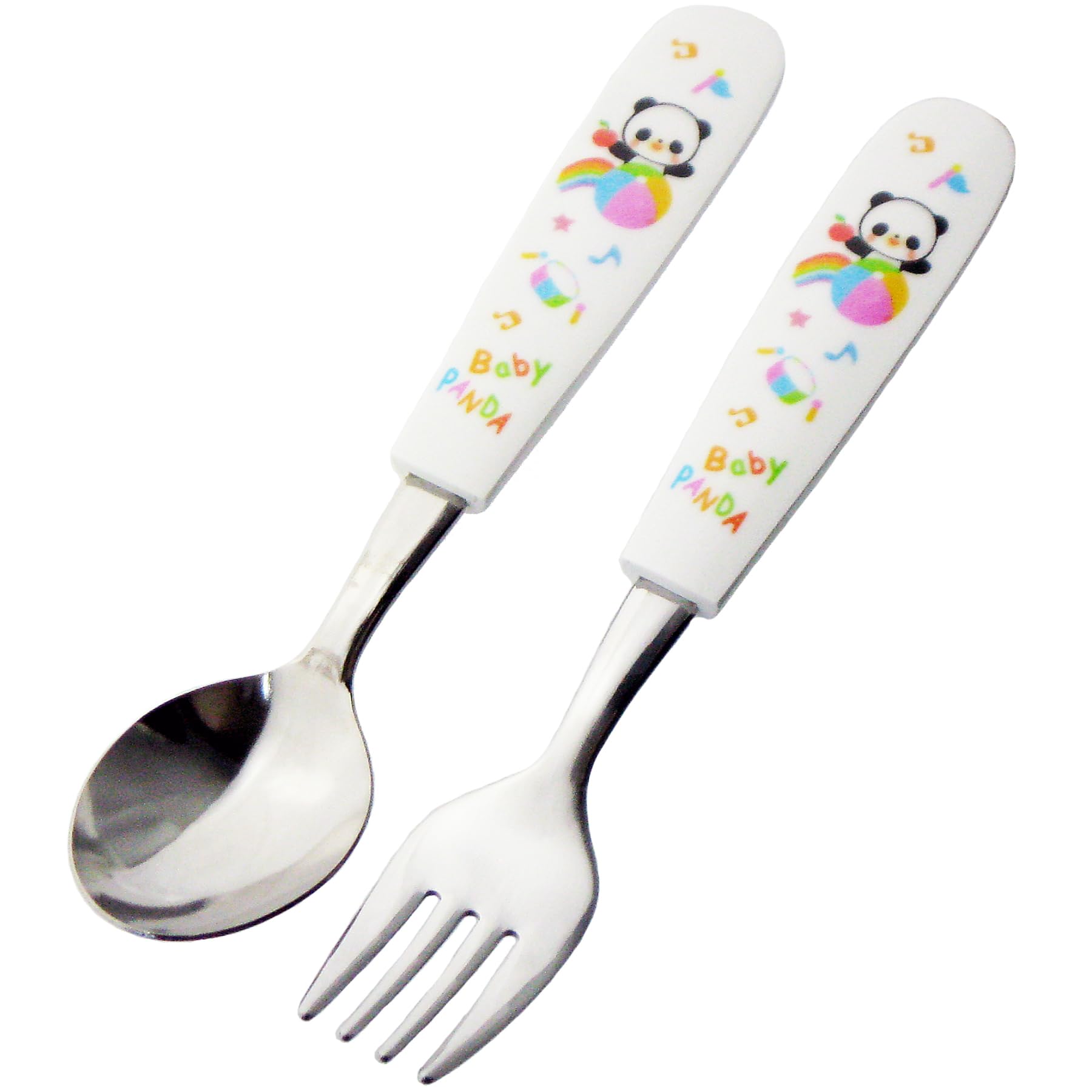 Nagao Spoon and Fork Baby Panda Dishwasher Made in Japan Children s Set, 13.8cm, Design, Safe,