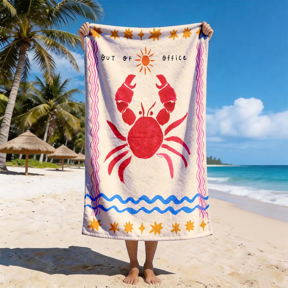 1pc Assorted Summer Beach Towels: Lemon, Crab, Retro Italian Vibes & Coastal Prints