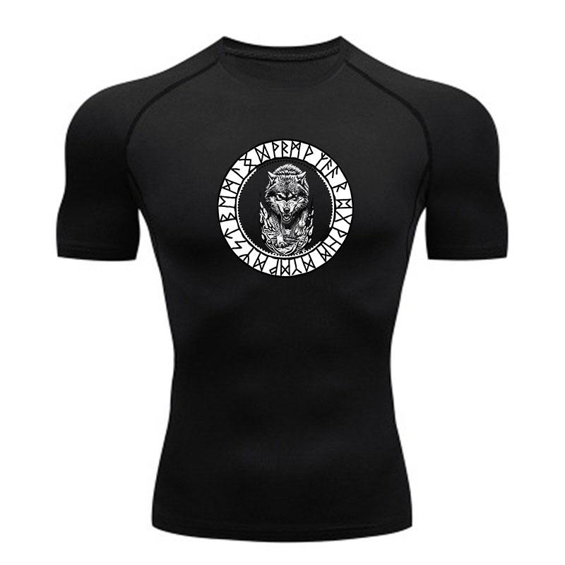 Men's Compression Fitness Sports T-Shirt, Aggressive Viking