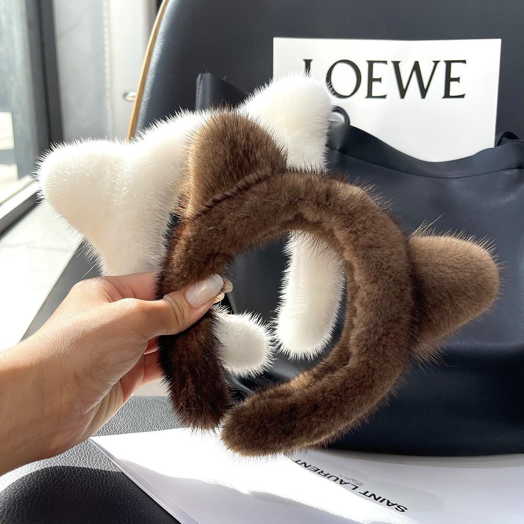 Original Design Face Washing Headband Cat Ears Internet Celebrity Female Anchor Plush Headdress Makeup Hair Clip Women's