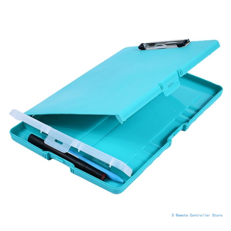 Portable File Case with Clipboard and Pen Box Document File Organizer Folder for Office Hospital Factory Warehouse