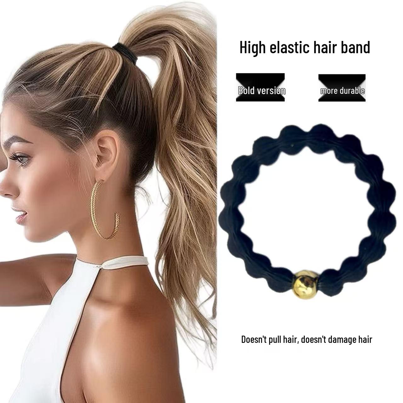 

High-Elasticity Durable Hair Tie for Women - Thickened Rubber Band for High Ponytail & Sports, Seamless Headwear
