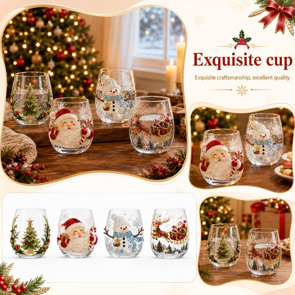 3D-Weihnachtstasse mit festlichem Feiertagsdesign für heiße und kalte Getränke