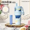 Flower series thermos cup children's large-capacity coffee cup straw cup accompanying cup Bingba water cup