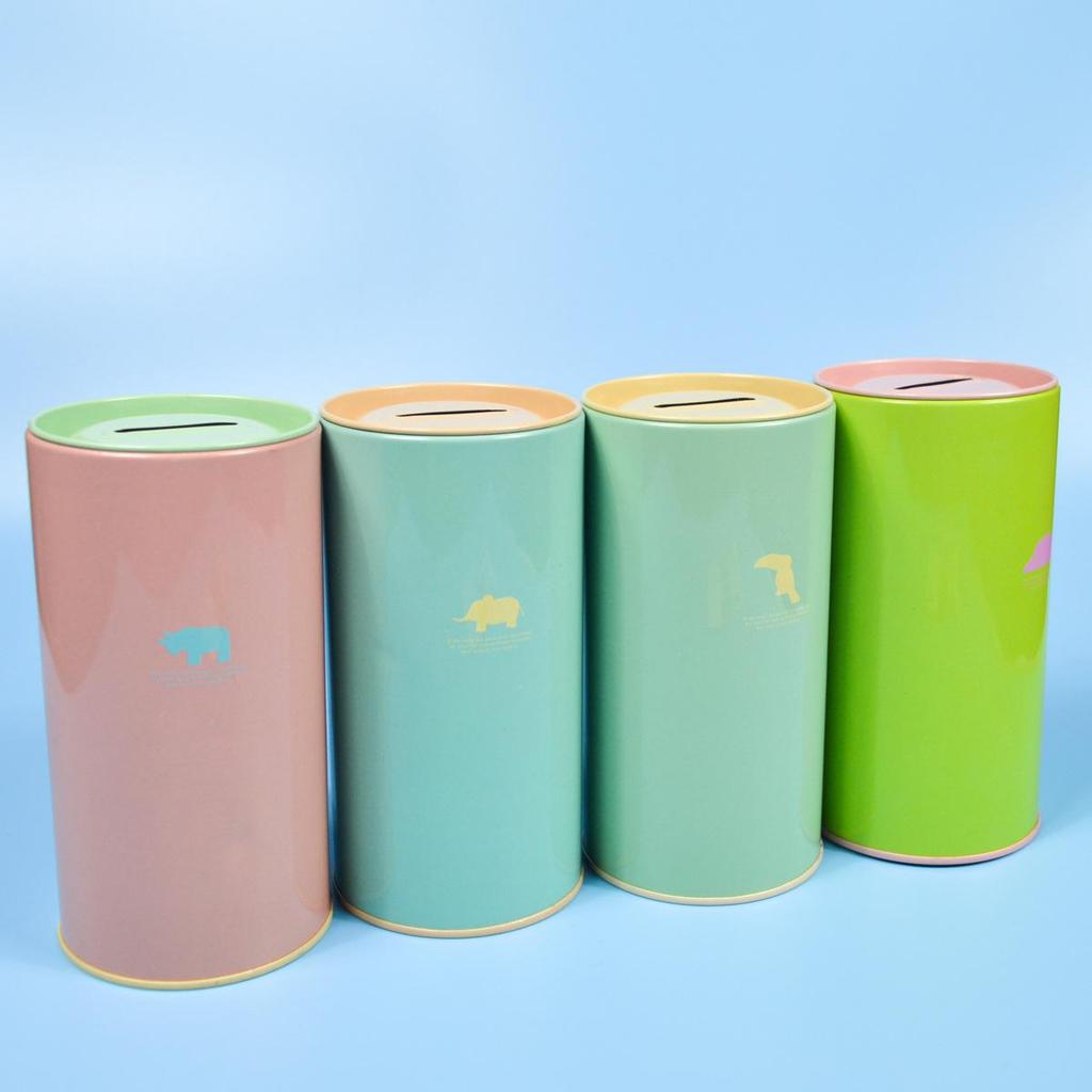 Round Tin Money Box and Pen Holder - Creative Cartoon Piggy Bank and Student Gift Prize