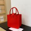 Nezha Versatile Solid Color Felt Tote Bag - Large Capacity with Thick Cloth and Double Handles