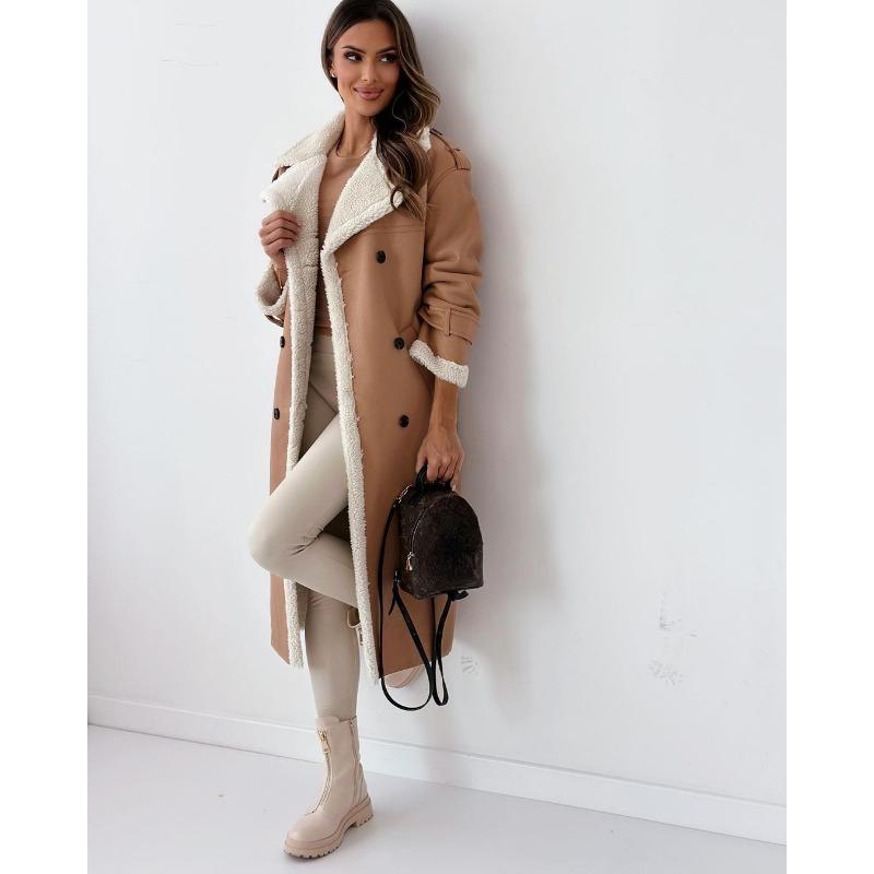 Autumn and Winter New Double Wear Collar Lapel Long Coat