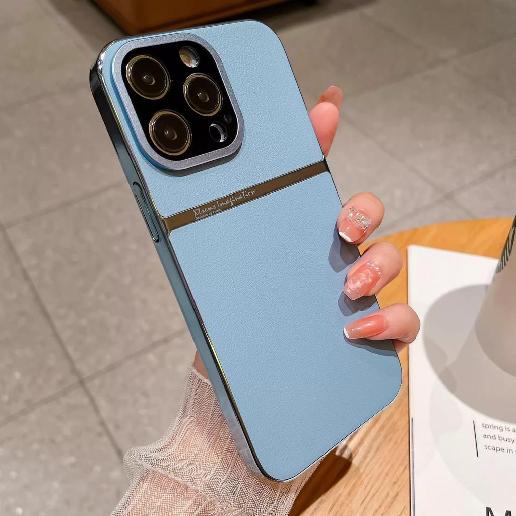 Applicable To Apple 16 ProMax Qihang Plain Leather Mobile Case IPhone 15 Frosted Advanced Sense 14 Anti Fall Protection Case