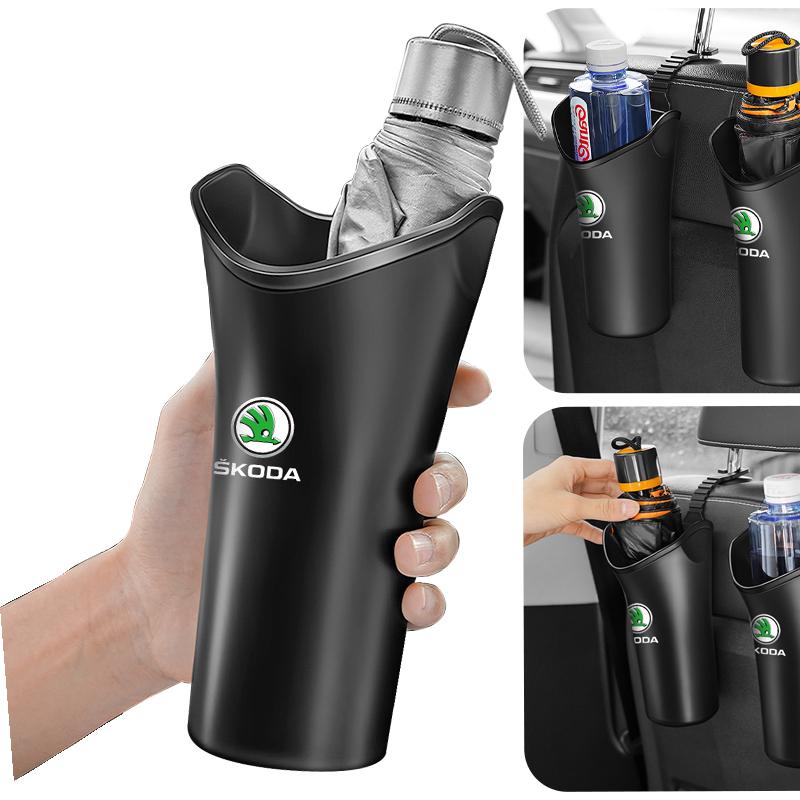 Car Styling Car Storage Box Umbrella Garbage Organizer Bucket For Skoda S VRS VII Octavia Superb A5 A7 Kodiaq Rapid Fabia Kamiq