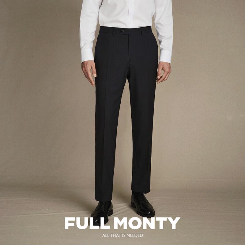 FULL MONTY Men s Wool Textured Straight Business Trousers 37