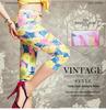 Women's Slim-Fit Printed Cotton Pencil Pants, Mid-Waist, Elastic, Urban Style