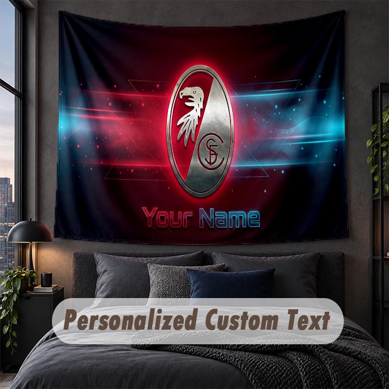 Custom Name Text Tapestry,SC Freiburg Decorative Wall Hanging, Background Tapestry For Home Bedroom