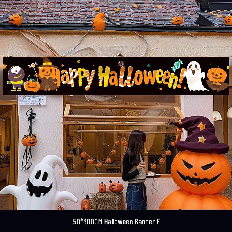 Halloween Pumpkin Banner: Outdoor Doorway & Wall Decor for Photo Props