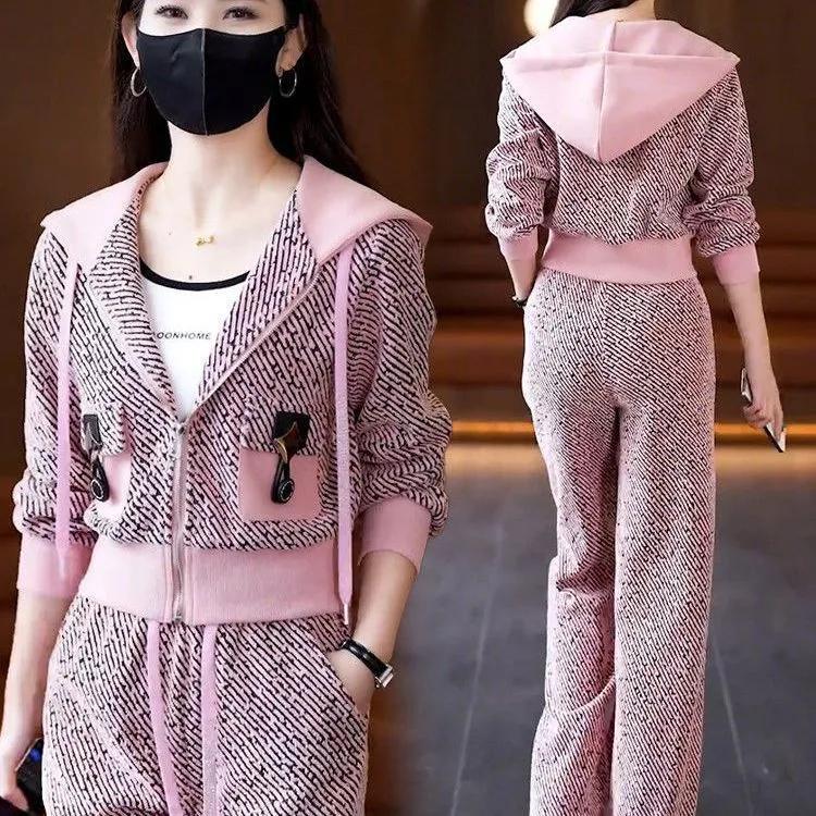 Sports Suit for Women Hooded Cardigan Jacket Two-Piece Set