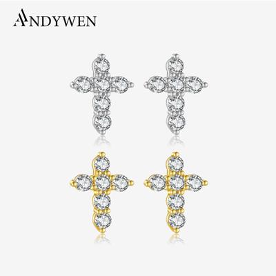 925 Sterling Silver Cross Earrings Full Cubic Zirconia Piercing Earrings Fashion Party Pendantes Fine Jewelry Gifts