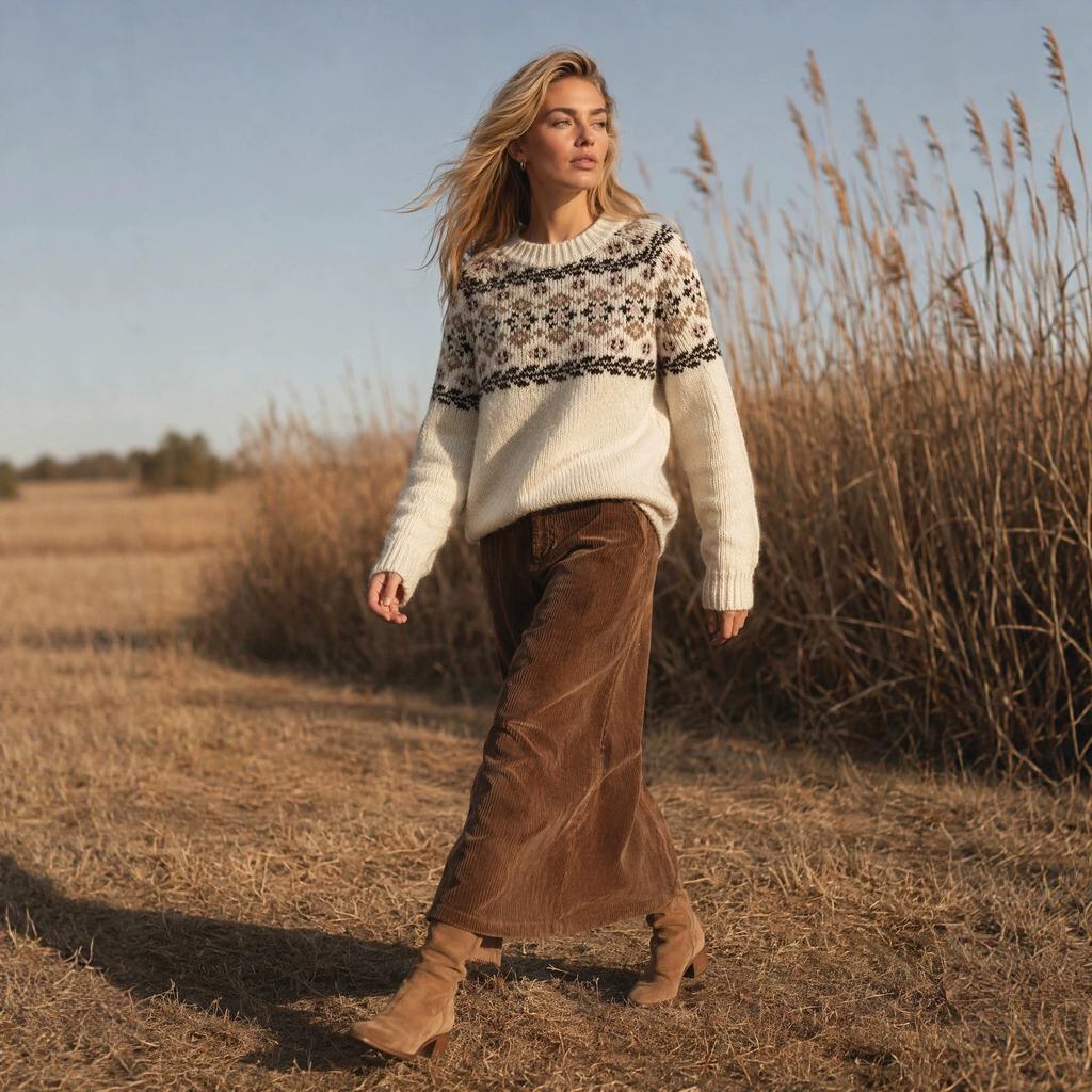 Autumn and winter new retro Nordic jacquard design daily stacking casual outer jacquard knitted sweater women