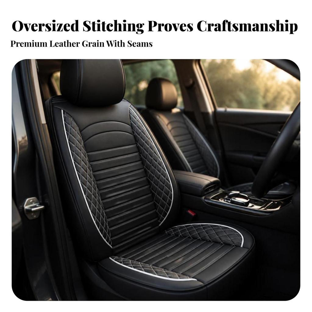Seamless Fit Single Seat Cover Quilted Leather Easy To Clean Headrest