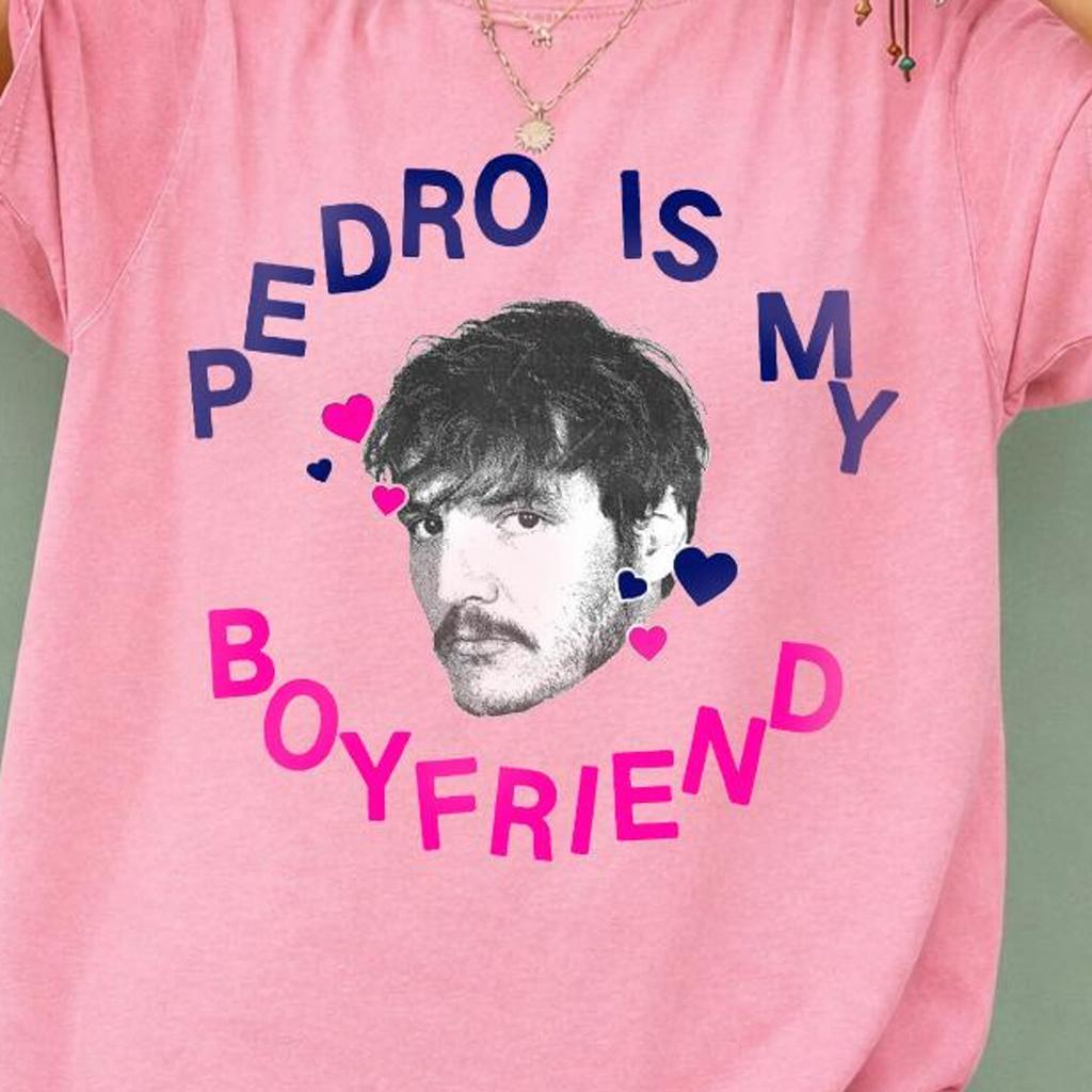 My Boyfriend is Pedro Pascal Shirt | Retro Heart Graphic Tee | Funny Internet Boyfriend Meme T-Shirt | Vintage Fandom Aesthetic