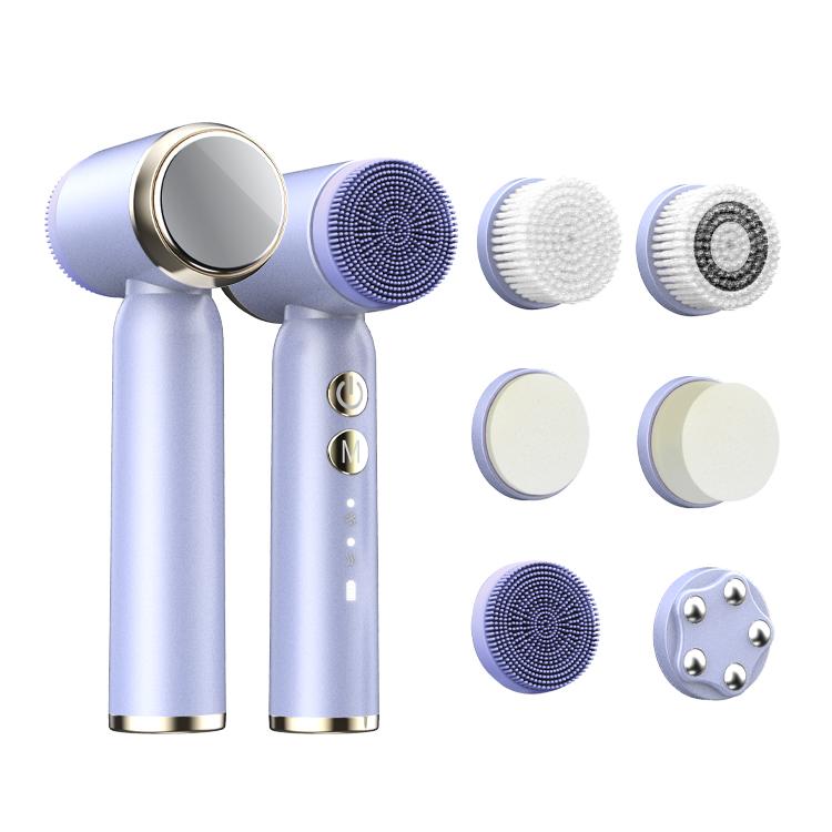 Warm Cold COMPRESS Electric 6 BRUSH HEAD Face Wash Cleaner DEEP Facial Cleansing Brush Waterproof Clean Exfoliating Spin Brush