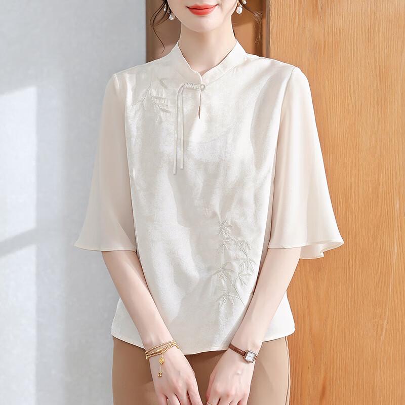 XUEXI Women s Mid-Sleeve Chiffon Blouse 5XL