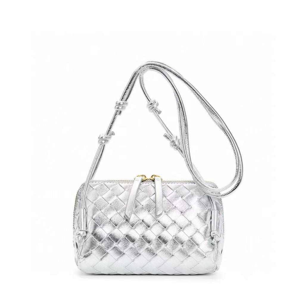 Popular Woven Square Bag 2025 Summer New Calfskin Leather Shoulder Bag French Mini Bag