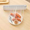 New 2-in-1 Plastic Wrap & Foil Dispenser with Slide Cutter - Durable Kitchen Organizer with Suction Cup Base for Home Use