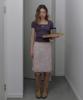Teuwi Bling Print Elastic Waist Midi Skirt