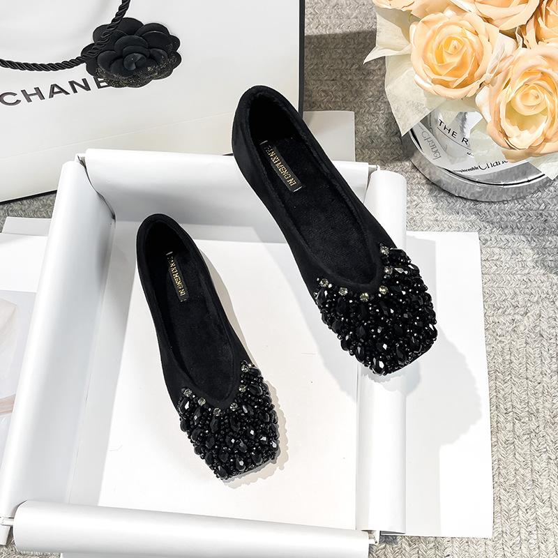 Women Flats Shoes New Fashion Women Mary Janes Crystal Shoes 2025 Luxury Female Shallow Footwear Ladies Dress Cozy Brand Shoes