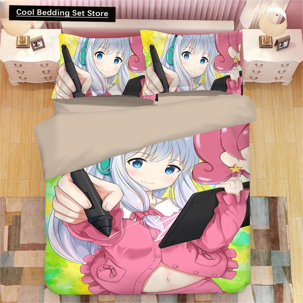 Kawaii Izumi Sagiri 3D Anime Druck Bettwäsche Set Bettbezüge Kissenbezüge Einteilige Bettdecke Bettwäschesets Bettwäsche Bettbezug
